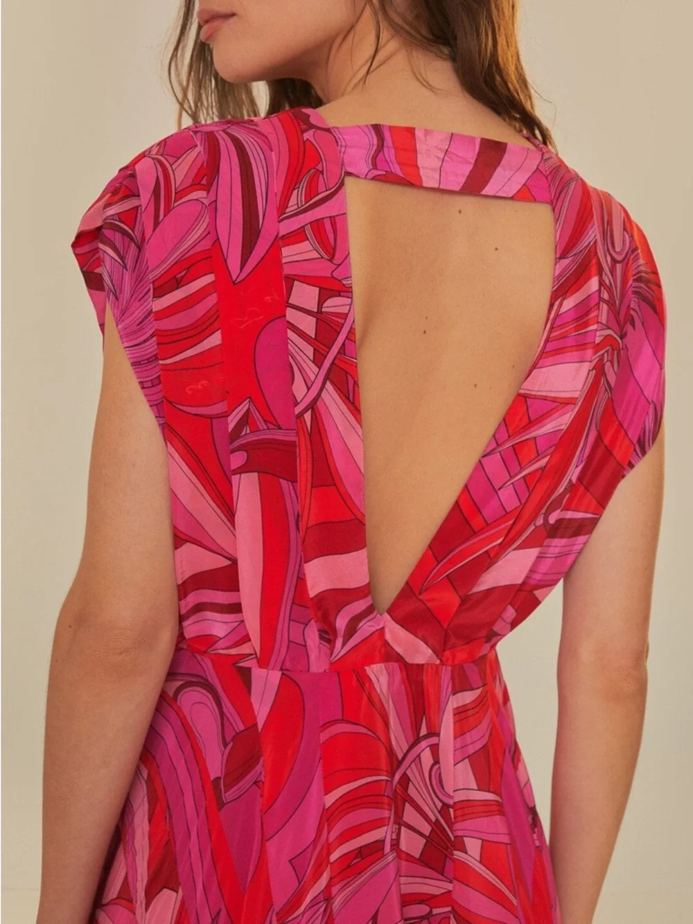 Farm Rio Red Endless Summer V Neck Midi Dress - Picture 4 of 6